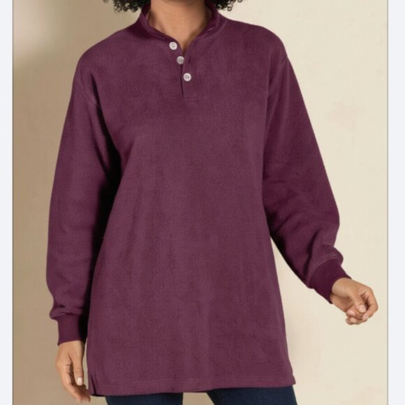 Soft Surroundings Sweaters - Soft Surroundings Fleece Cuddle Pullover Plus Size 3X Purple Style 29906